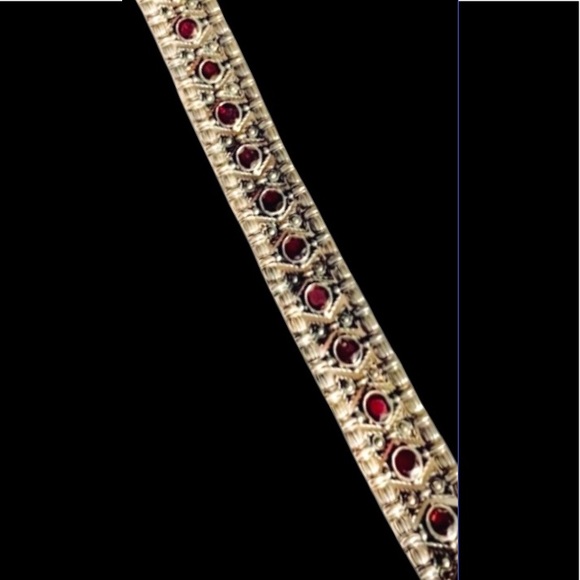 ❤️‍🔥2XHP❤️‍🔥VTG Gothic 925 Silver and Red Stone Bracelet - Picture 8 of 14